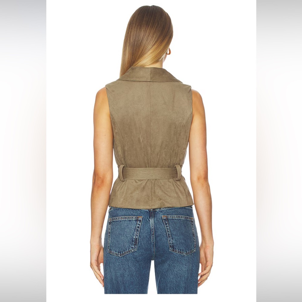 Revolve More To Come Aaliyah Faux Suede Vest in Dark Olive - NWT - Picture 3 of 10